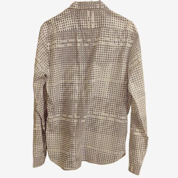 Marc Ecko Shirt Men White Black Smiley Faces Button Up Y2K Cut & Sew,  Medium - Picture 2 of 5